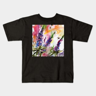 Lupine Flowers Purple & Green Kids T-Shirt